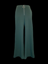 Load image into Gallery viewer, S Dark green high waist wide leg pants w/ o-ring zipper closure
