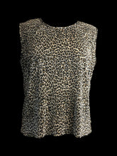 Load image into Gallery viewer, 0X Vintage 80s brown, beige, &amp; black animal print sleeveless scoop neckline top w/ mircopleating

