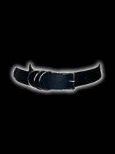 Load image into Gallery viewer, M Black pleather belt w/ silver-like hardware, &amp; triple d-ring detail
