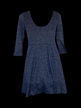 Load image into Gallery viewer, S Dark blue shimmer half sleeve scoop neck dress w/ petticoat
