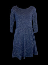 Load image into Gallery viewer, S Dark blue shimmer half sleeve scoop neck dress w/ petticoat
