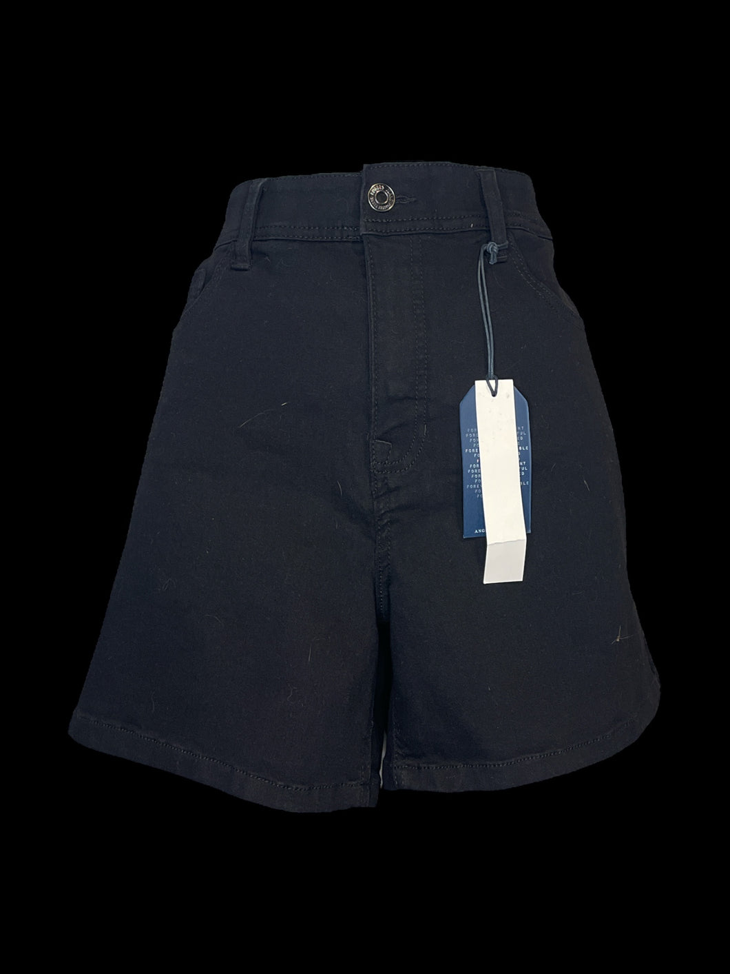 XL NWT Black cotton blend high rise shorts w/ elastic waist, belt loops, pockets, & button/zipper closure