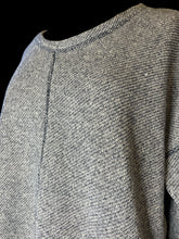 Load image into Gallery viewer, 3X Blue &amp; white woven knit hi-lo sweater w/ scoop neck, &amp; round hem
