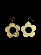 Load image into Gallery viewer, Silver like thin flower shaped earrings w/ butterfly design
