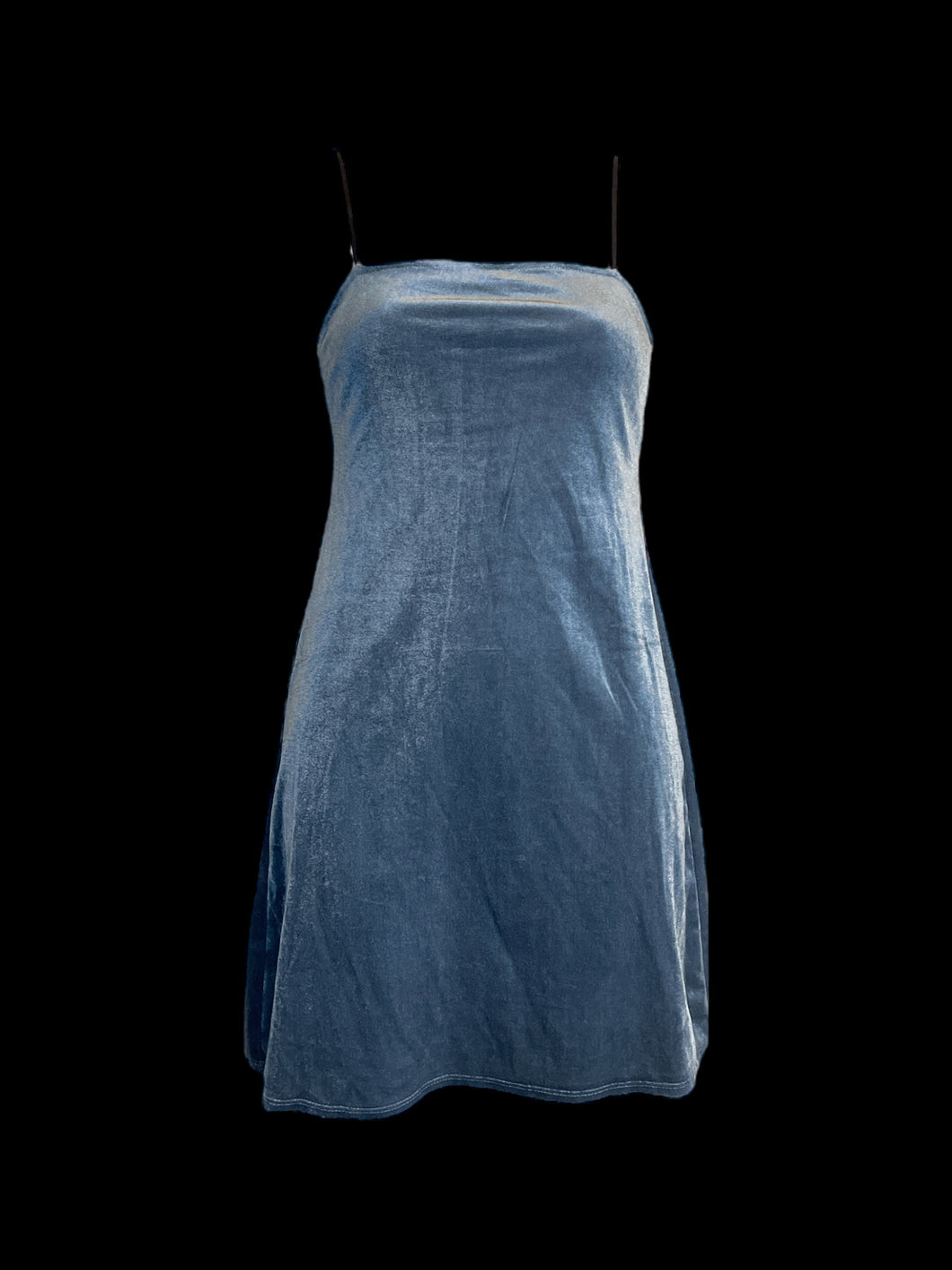 XS Grey blue velvet sleeveless dress w/ black elastic adjustable straps