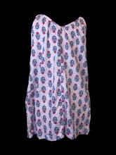 Load image into Gallery viewer, L Light pink, blue, &amp; hot pink floral pattern v neckline sleeveless dress w/ adjustable tie straps, &amp; pockets

