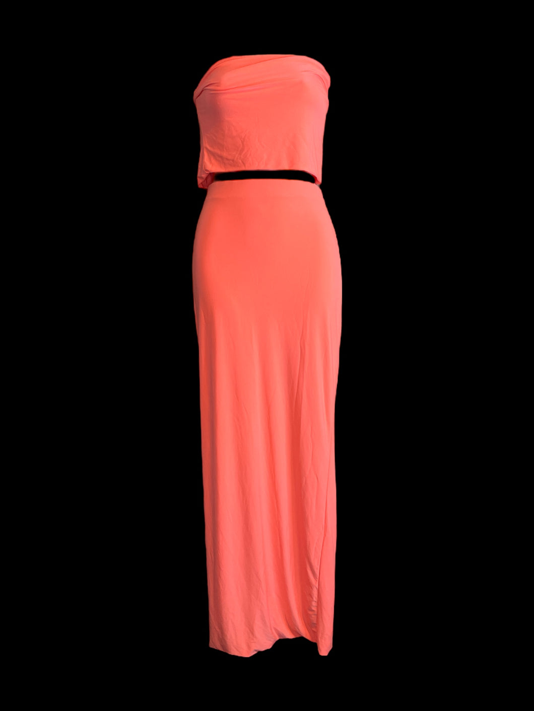 S NWT Coral strapless crop top & maxi skirt set w/ elastic waist