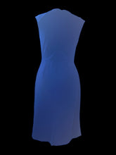 Load image into Gallery viewer, M Cadmium blue boatneck sleevless dress w/ darted side &amp; shoulder, matching lining, &amp; back zipper closure
