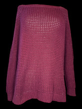 Load image into Gallery viewer, 2X Burgundy loose knit sweater w/ ribbed hem, &amp; slit sides
