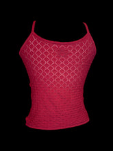 Load image into Gallery viewer, M Red diamond eyelet design sleeveless high neck crop top
