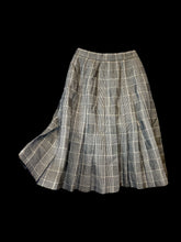 Load image into Gallery viewer, XXS Black &amp; white checker multi-pattern wool-blend pleated skirt w/ clasp/zipper closure
