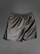 Load image into Gallery viewer, S Black pleather skort w/ o-ring zipper accent, &amp; elastic waist
