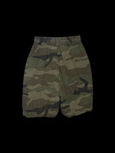 Load image into Gallery viewer, M Green camo shorts w/ elastic waist, drawstrings, &amp; pockets
