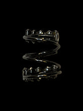 Load image into Gallery viewer, 7 Gunmetal wrap ring w/ circle &amp; almond clear cut gems
