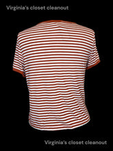Load image into Gallery viewer, 1X Burnt orange &amp; white stripe ribbed texture short sleeve crop top
