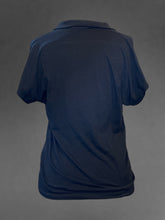 Load image into Gallery viewer, L Black button up short batwing top w/ collar, &amp; built-in slider belt
