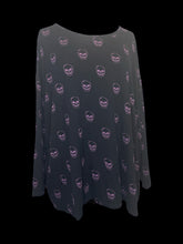 Load image into Gallery viewer, 5X Black &amp; purple skull pattern 3/4 sleeve hi-lo top

