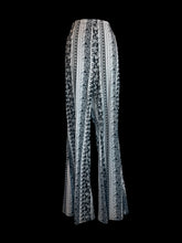 Load image into Gallery viewer, XL Black &amp; white multi pattern stripe high waist flare leg pants w/ elastic waist
