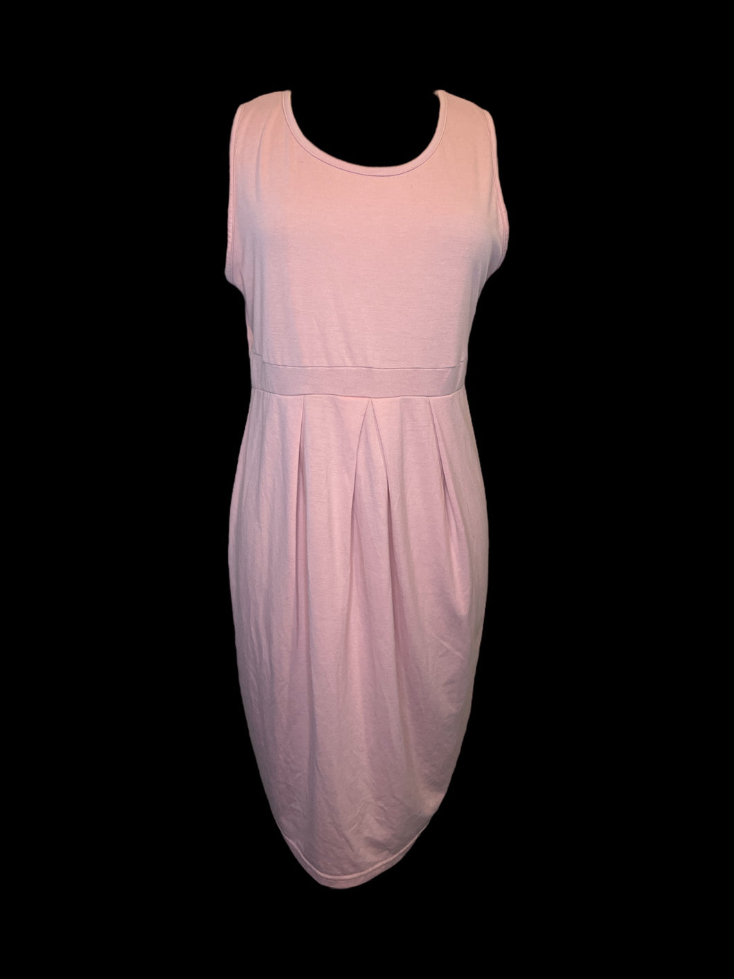 XL Pale pink sleeveless scoop neck dress w/ pleated waist