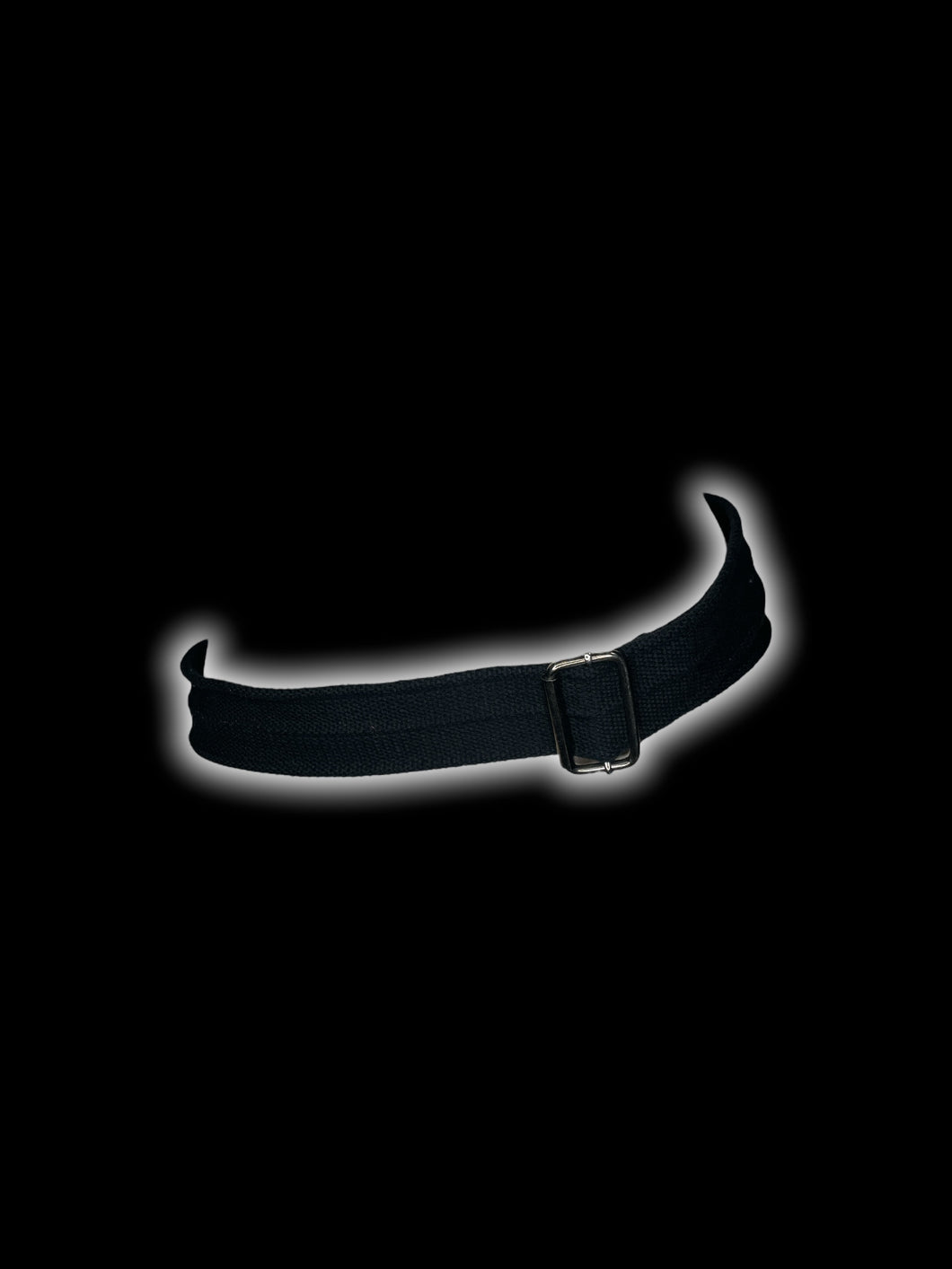 Black woven cloth belt w/ silver-like slider buckle