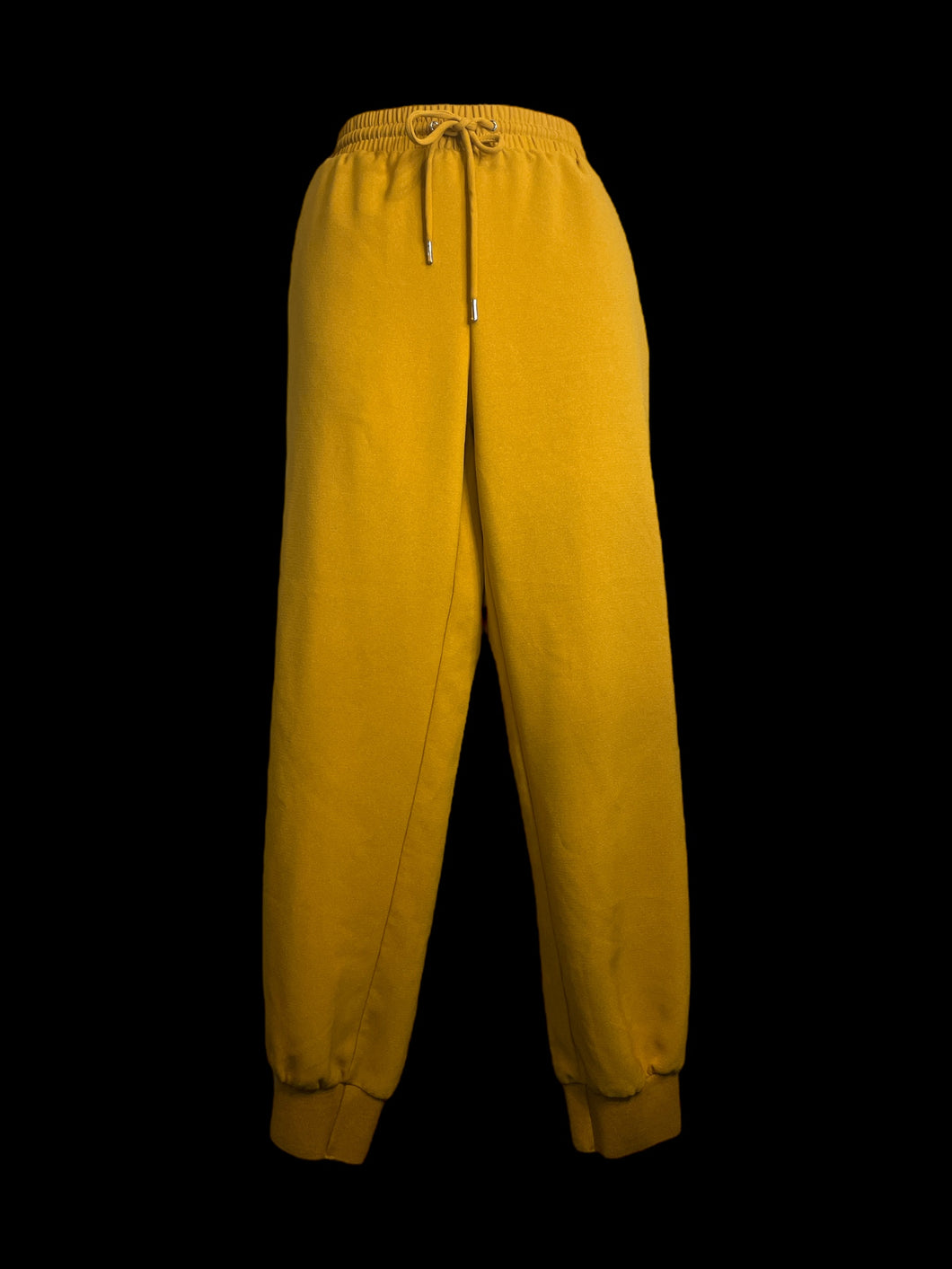 S Gold yellow jogger pants w/ pockets, & elastic drawstring waist