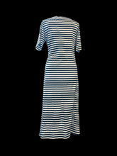 Load image into Gallery viewer, 0X Black &amp; white stripe maxi t-shirt dress w/ red heart graphic
