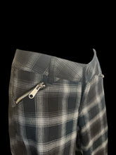 Load image into Gallery viewer, S Greyscale plaid board shorts w/ zipper pockets, belt loops, &amp; button/zipper closure
