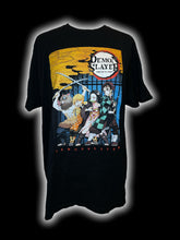 Load image into Gallery viewer, 2X Black cotton short sleeve crew neck top w/ Demon Slayer graphic

