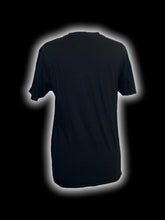 Load image into Gallery viewer, L Black, orange, &amp; white anime graphic short sleeve crew neck cotton top
