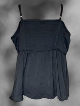 Load image into Gallery viewer, 3X Black sleeveless v-neckline top w/ adjustable straps, &amp; shirred back
