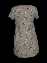Load image into Gallery viewer, S Sage green scoopneck top w/ floral pattern, cap sleeves, &amp; back zipper
