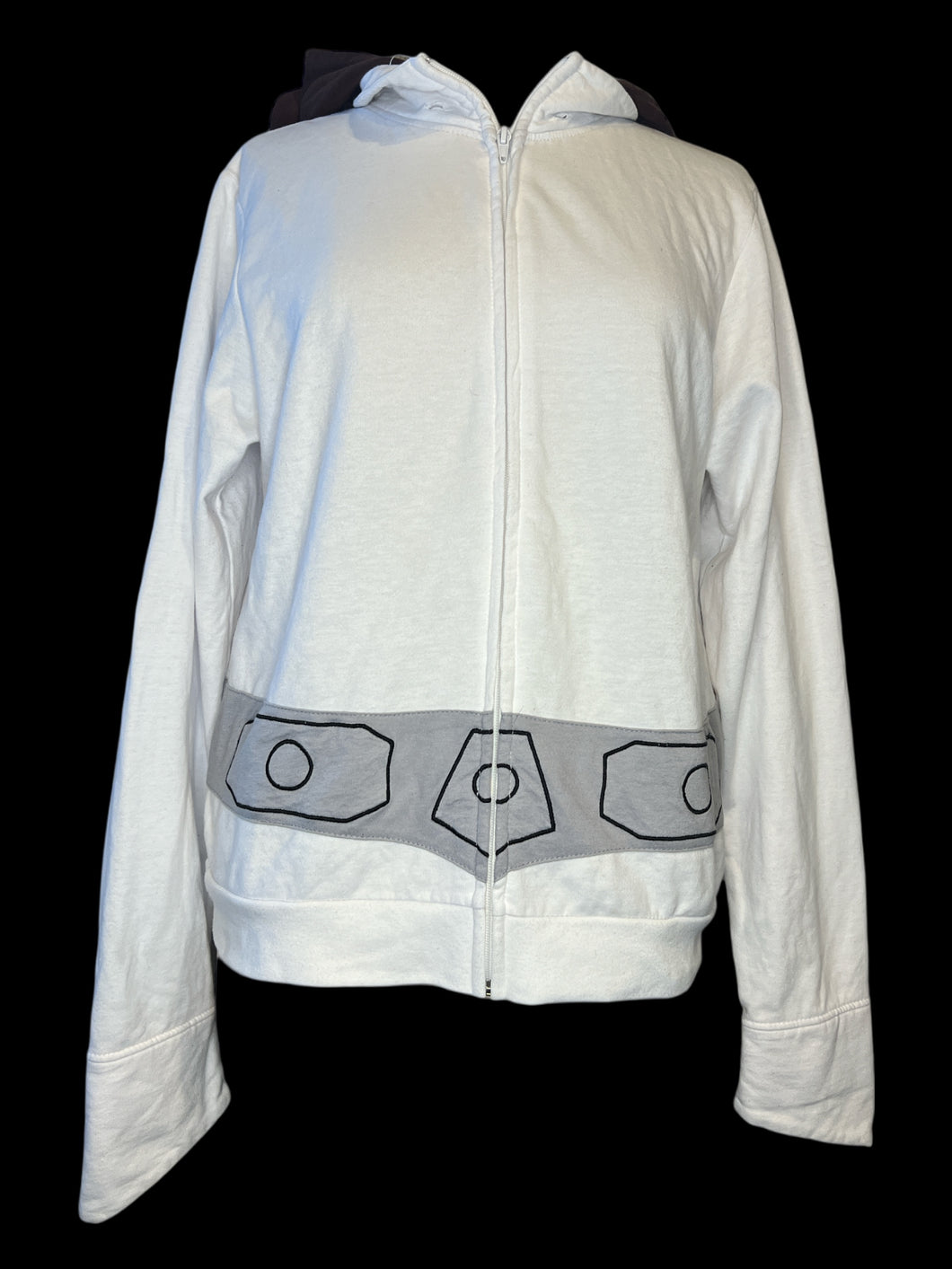 0X White character zip up sweatshirt w/ Princess Leia motif