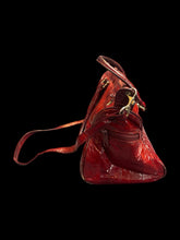 Load image into Gallery viewer, Red eel skin hand bag w/ shoulder strap, silvertone hardware, &amp;side pockets,  internal pocket
