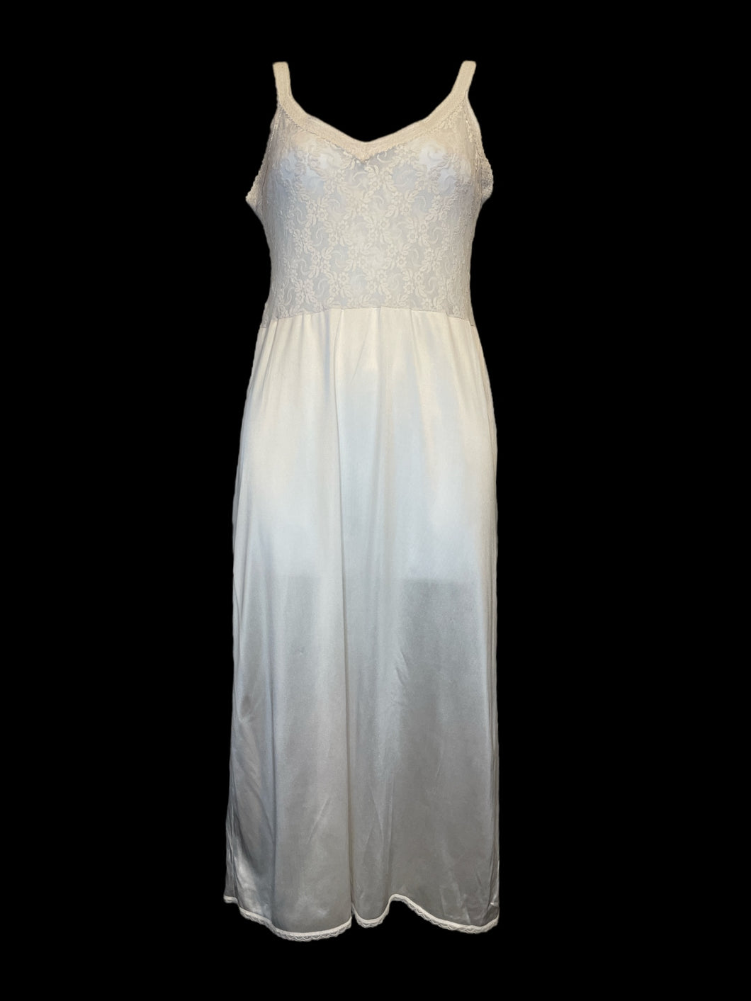 S Vintage 60s white sleeveless dress w/ lace mesh bust