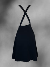 Load image into Gallery viewer, 2X Black cotton overall dress w/ flare skirt, &amp; crossing straps
