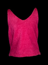 Load image into Gallery viewer, L Hot pink sleeveless v-neckline fuzzy crop top w/ tie adjustable straps
