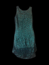 Load image into Gallery viewer, XS Teal &amp; black sequin sleeveless bodycon dress w/ round hem
