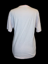 Load image into Gallery viewer, L Light pink &amp; white stripe short sleeve crew neck cotton top
