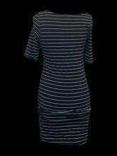 Load image into Gallery viewer, S Black &amp; white stripe half sleeve scoop neck bodycon dress
