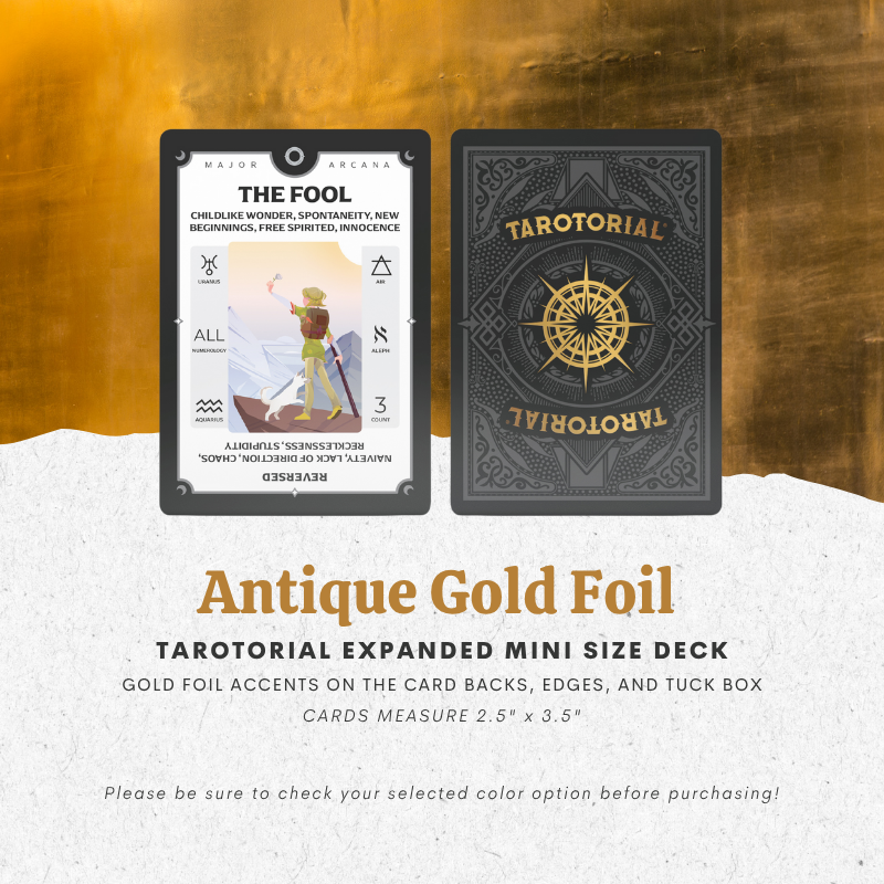 Tarotorial ® Expanded Mini Deck in Antique Gold Foil