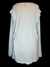 Load image into Gallery viewer, 5X Light blue long sleeve knit top w/ scoop neckline, ruffle details, &amp; pearl accents
