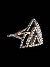 Load image into Gallery viewer, 7.5 sliver-like triangular ring w/ cutout details, &amp; beaded texture
