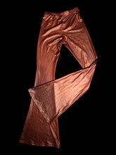 Load image into Gallery viewer, XXS Burgundy pleather flare leggings w/ elastic waist
