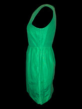 Load image into Gallery viewer, M Green sleeveless a-line dress w/ back slit on hem, satin-like lining, pockets, &amp; clasp/zipper closure

