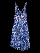 Load image into Gallery viewer, XS Purple, blue, &amp; pink sleeveless romper w/ crossed halter straps, &amp; wide legs
