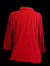 Load image into Gallery viewer, 3X Red 3/4 sleeve polo top w/ mock buttons
