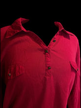 Load image into Gallery viewer, 3X Red 3/4 sleeve polo top w/ mock buttons
