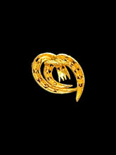 Load image into Gallery viewer, Gold-like abstract brooch w/ zig zag cut outs
