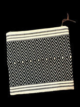 Load image into Gallery viewer, Black &amp; white geometric patterned square bag w/ zipper closure
