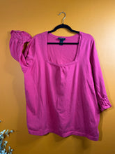 Load image into Gallery viewer, 3X/4X Pink soft top w/ ruching on cuffs, &amp; square neckline
